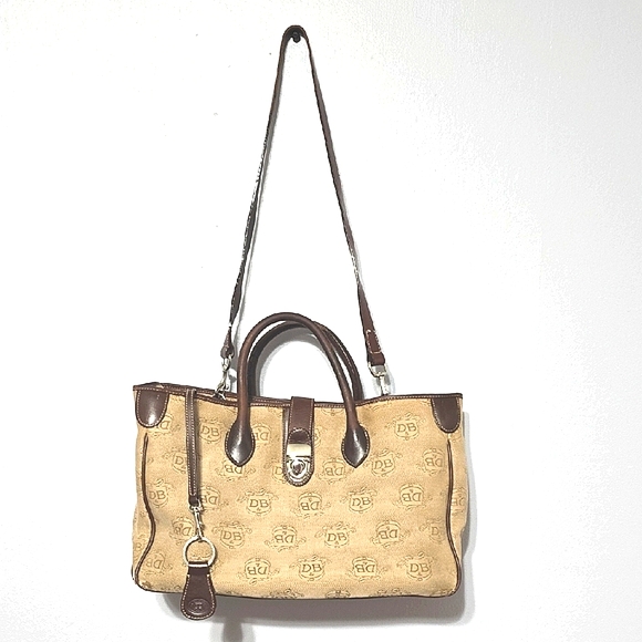 VINTAGE Dooney & Bourke Beige and Dark Brown Tote Large Capacity - Picture 3 of 17